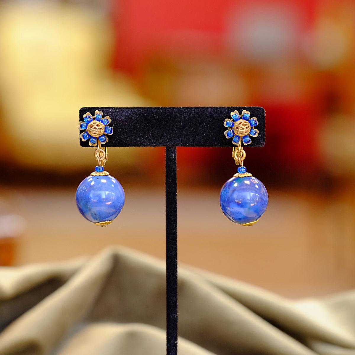 Haskell Blue Drops Screw Back Earrings