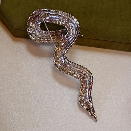 Butler and Wilson Snake Clear Rhinestone Brooch