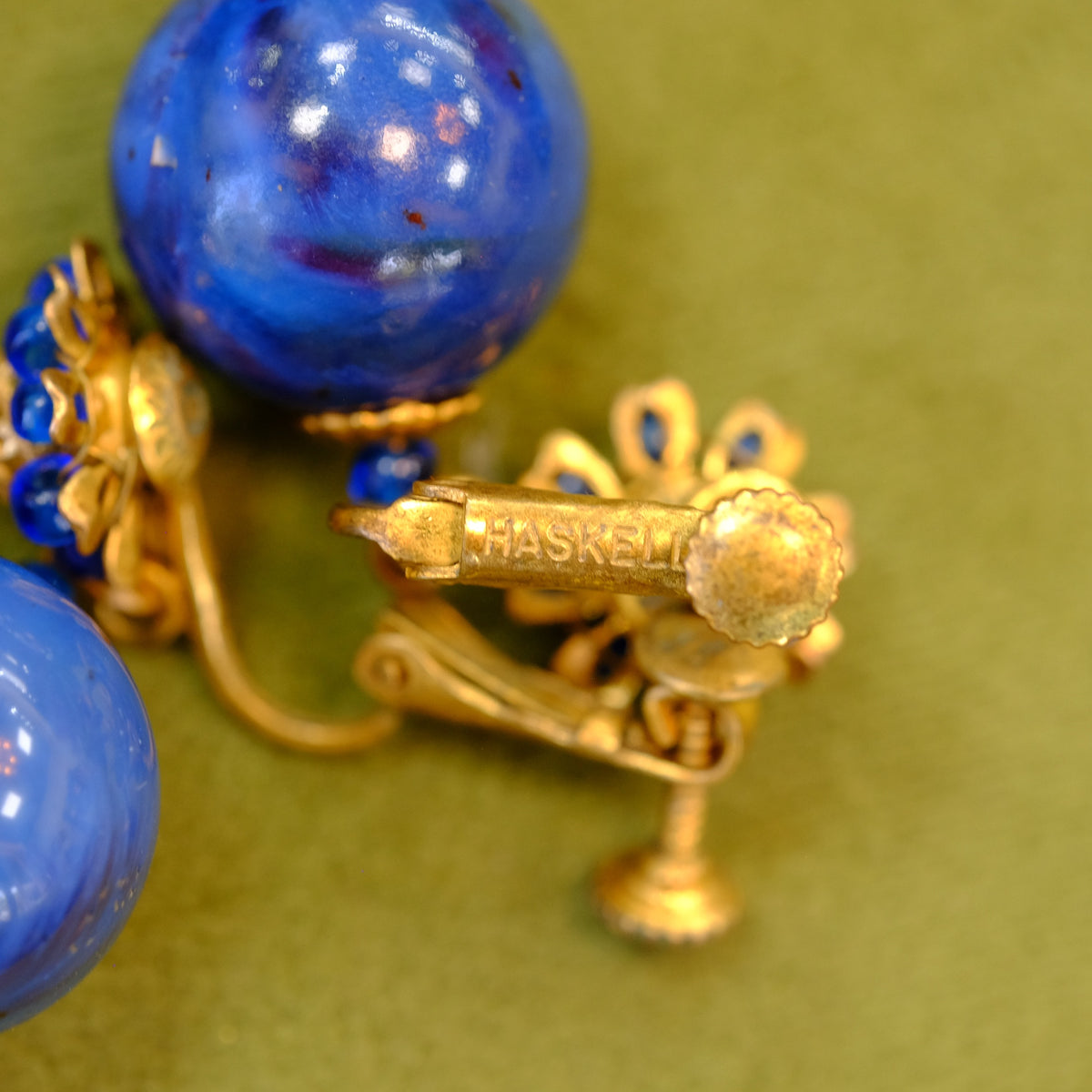 Haskell Blue Drops Screw Back Earrings
