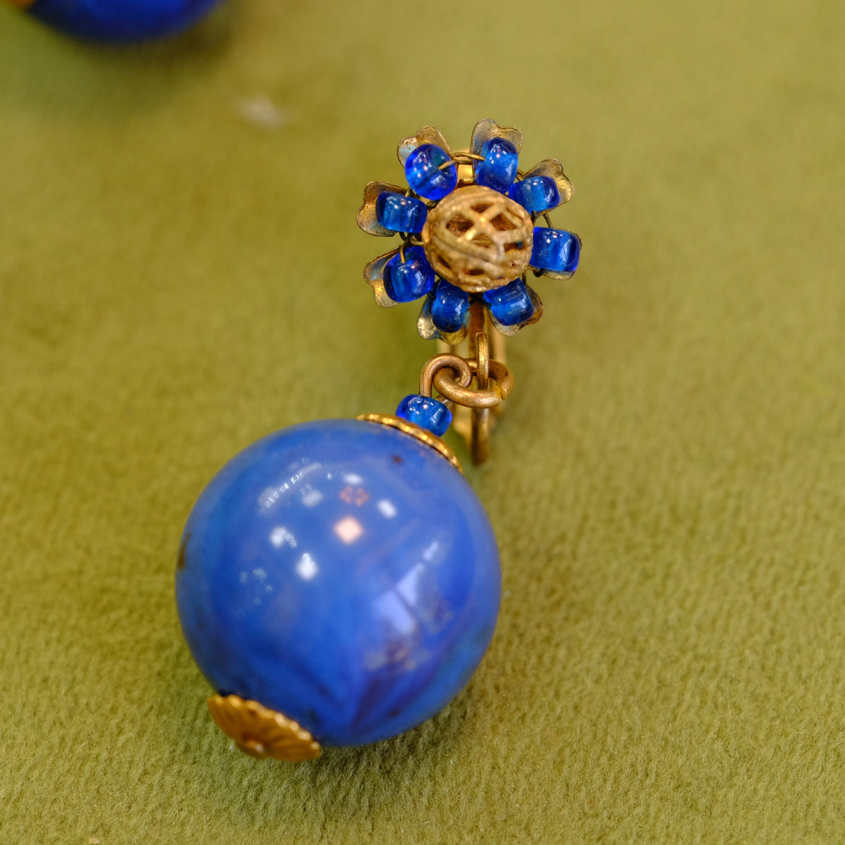 Haskell Blue Drops Screw Back Earrings