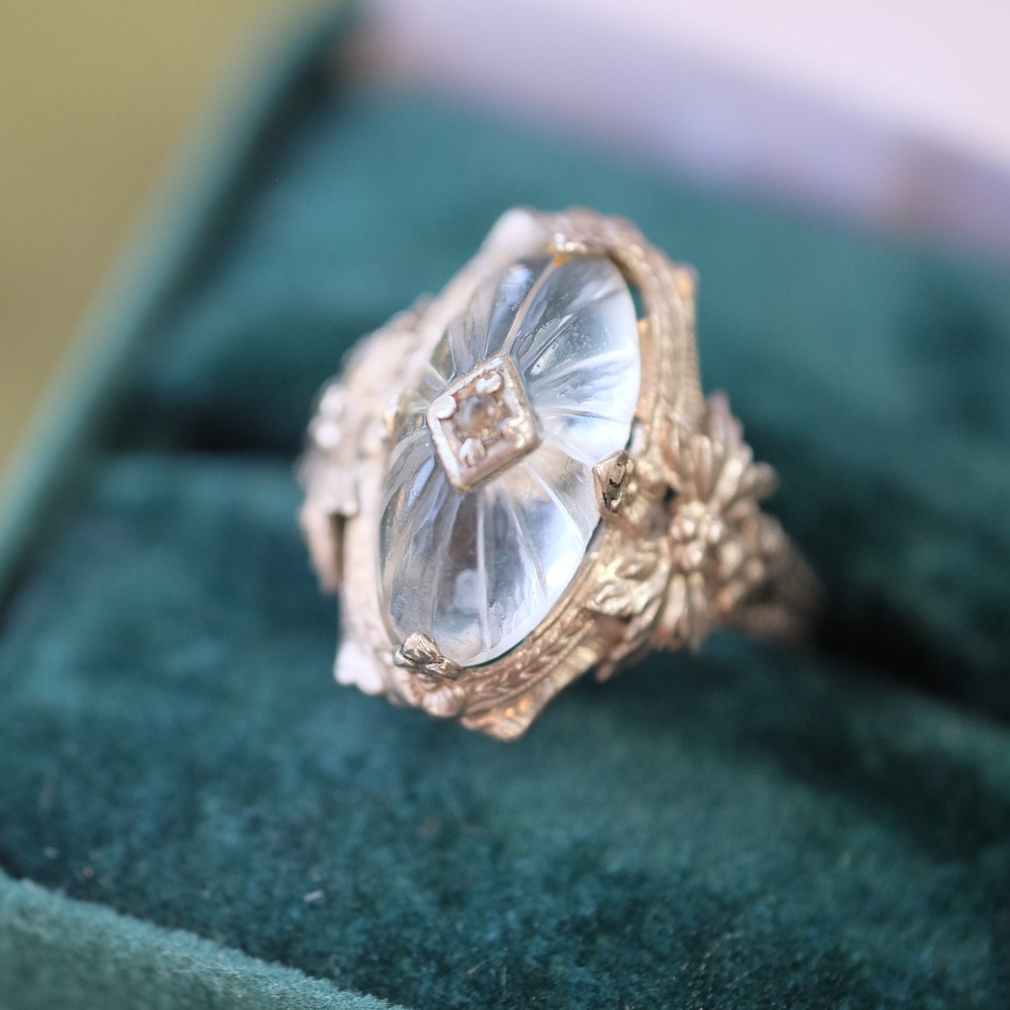 Silver Ring with Camphor Glass