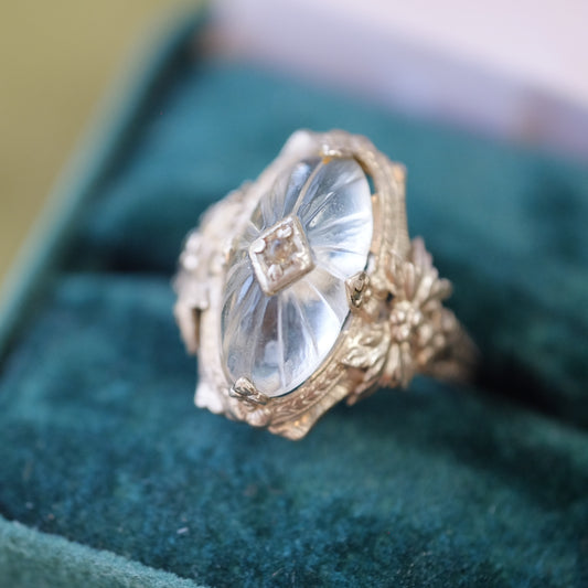 Silver Ring with Camphor Glass