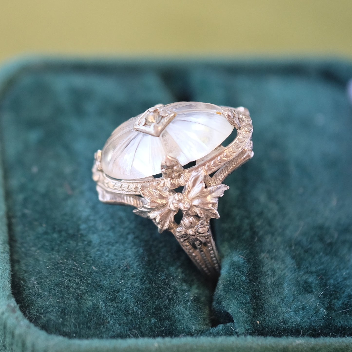 Silver Ring with Camphor Glass