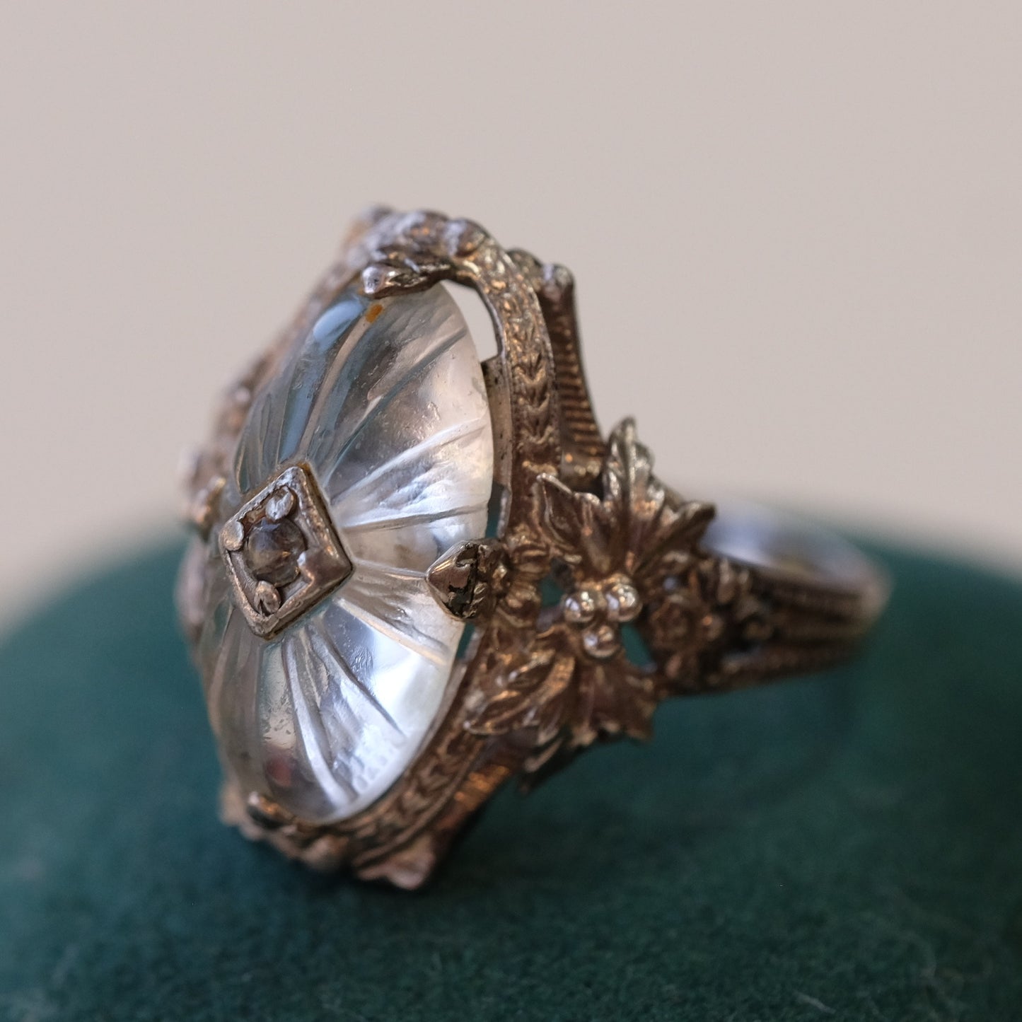 Silver Ring with Camphor Glass
