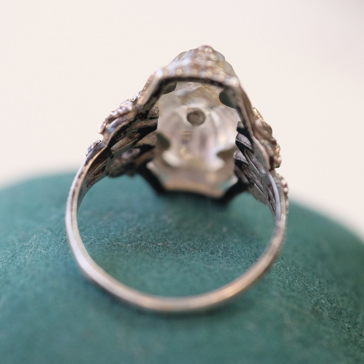 Silver Ring with Camphor Glass