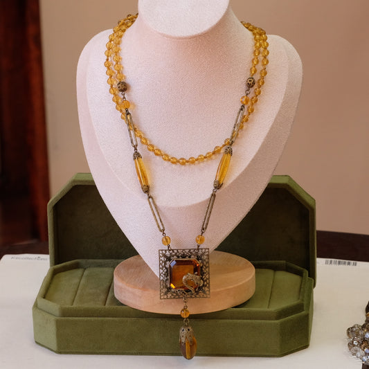 Czech Glass Dragon Necklace 1920s