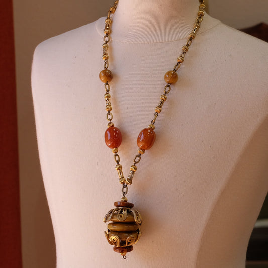 Vintage Butterscotch Plastic Necklace 1970s