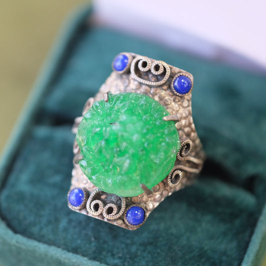 Vintage Czech Glass Costume Ring
