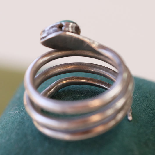 Silver Ring with Snake Motif and Turquoise