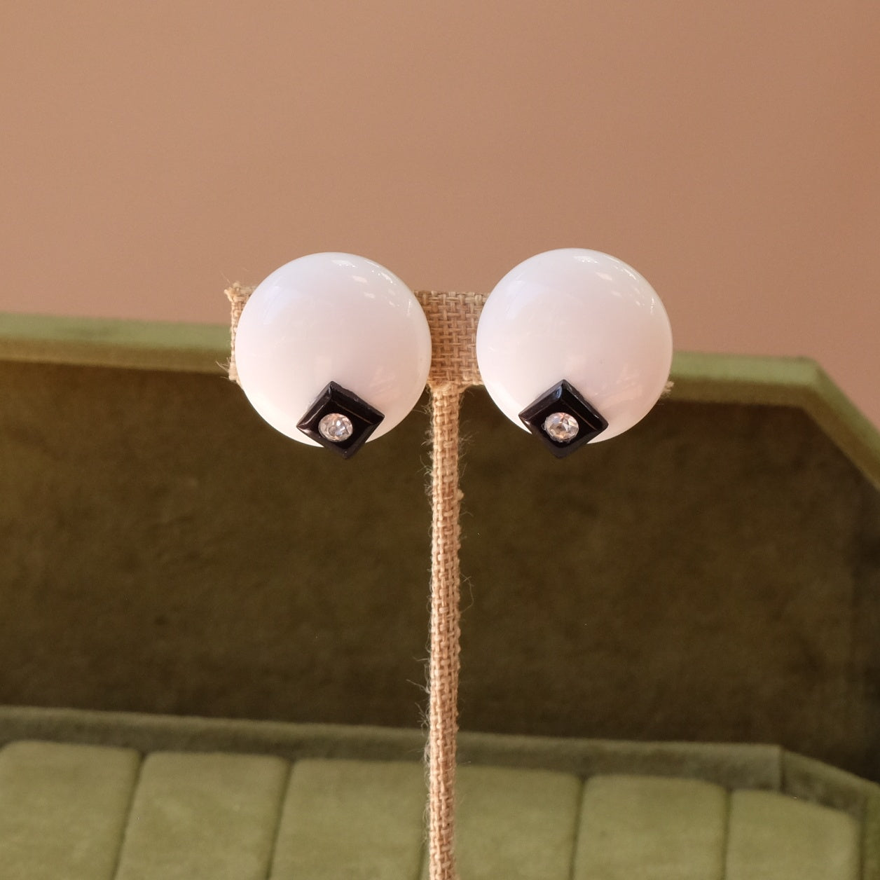 Vintage Pierre Cardin Plastic Black and White Earrings 1960s