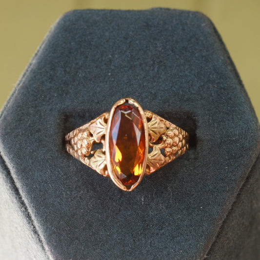 Victorian Black Hills Gold Ring with Paste