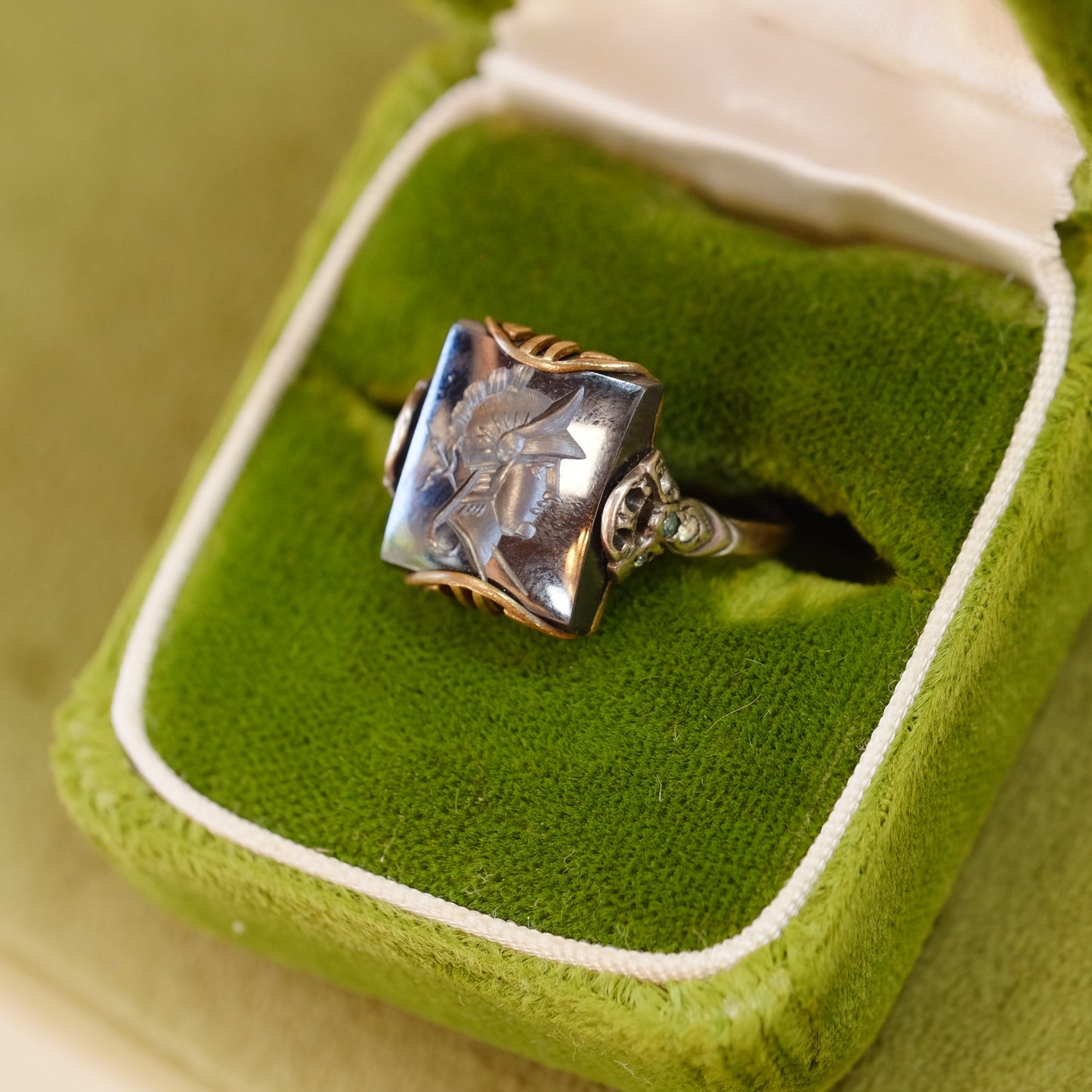 10k Gold Roman Hematite Ring