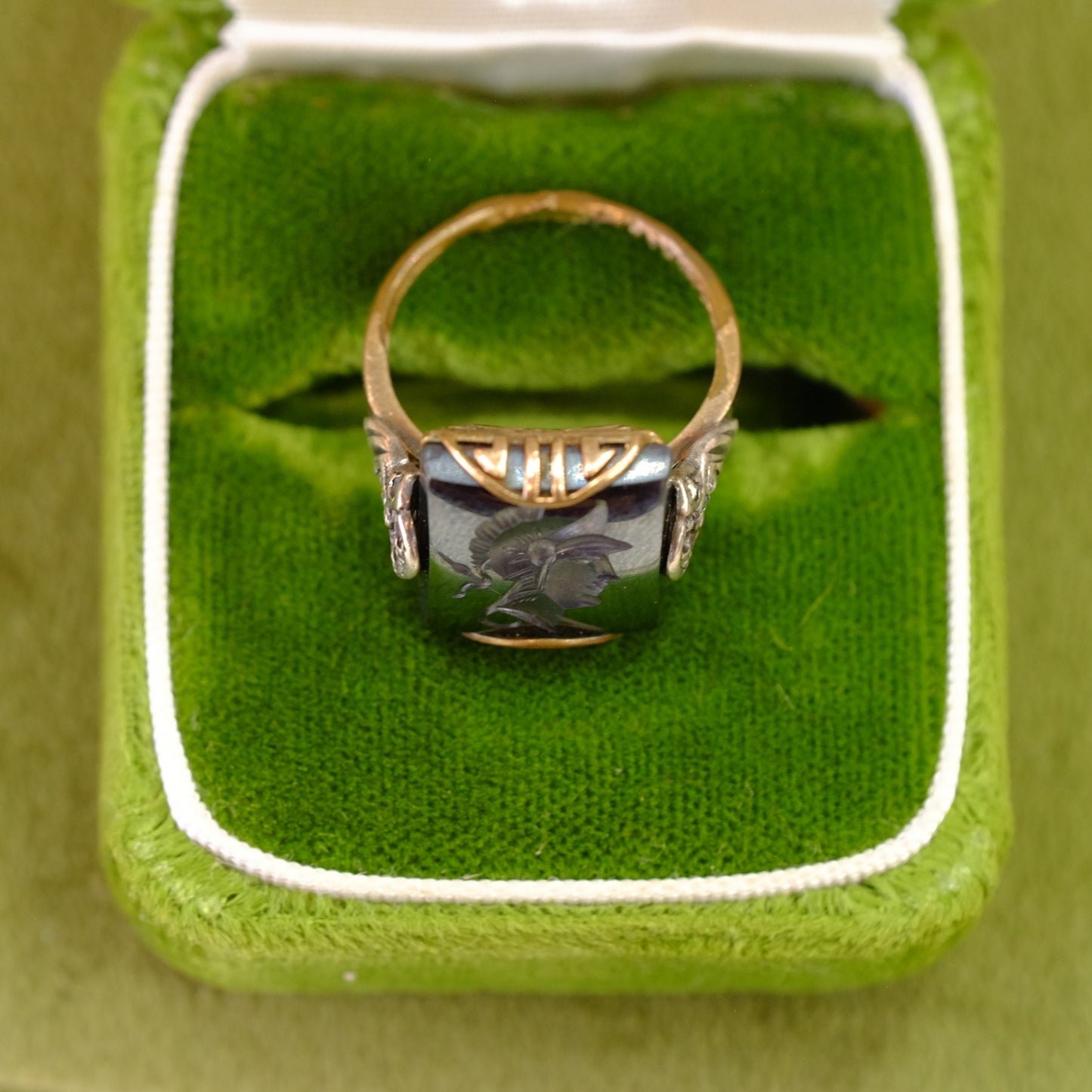 10k Gold Roman Hematite Ring