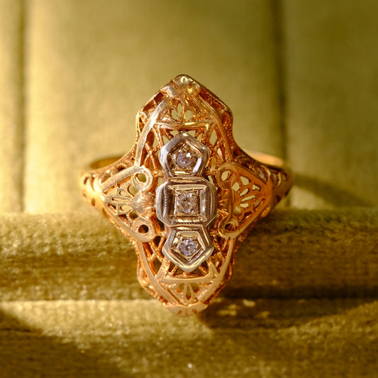 Antique rose gold diamonds Ring