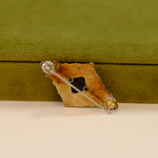 14k Gold Turquoise Seed Victorian Pin