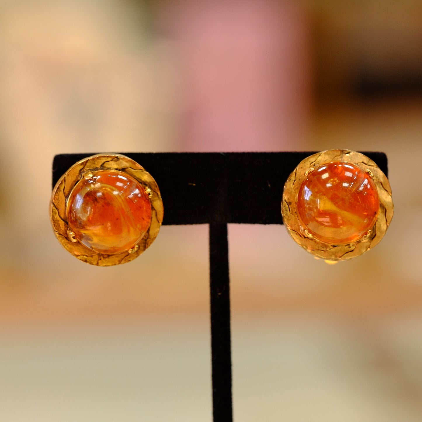 Goldtone Amber Earrings Roger Scemama