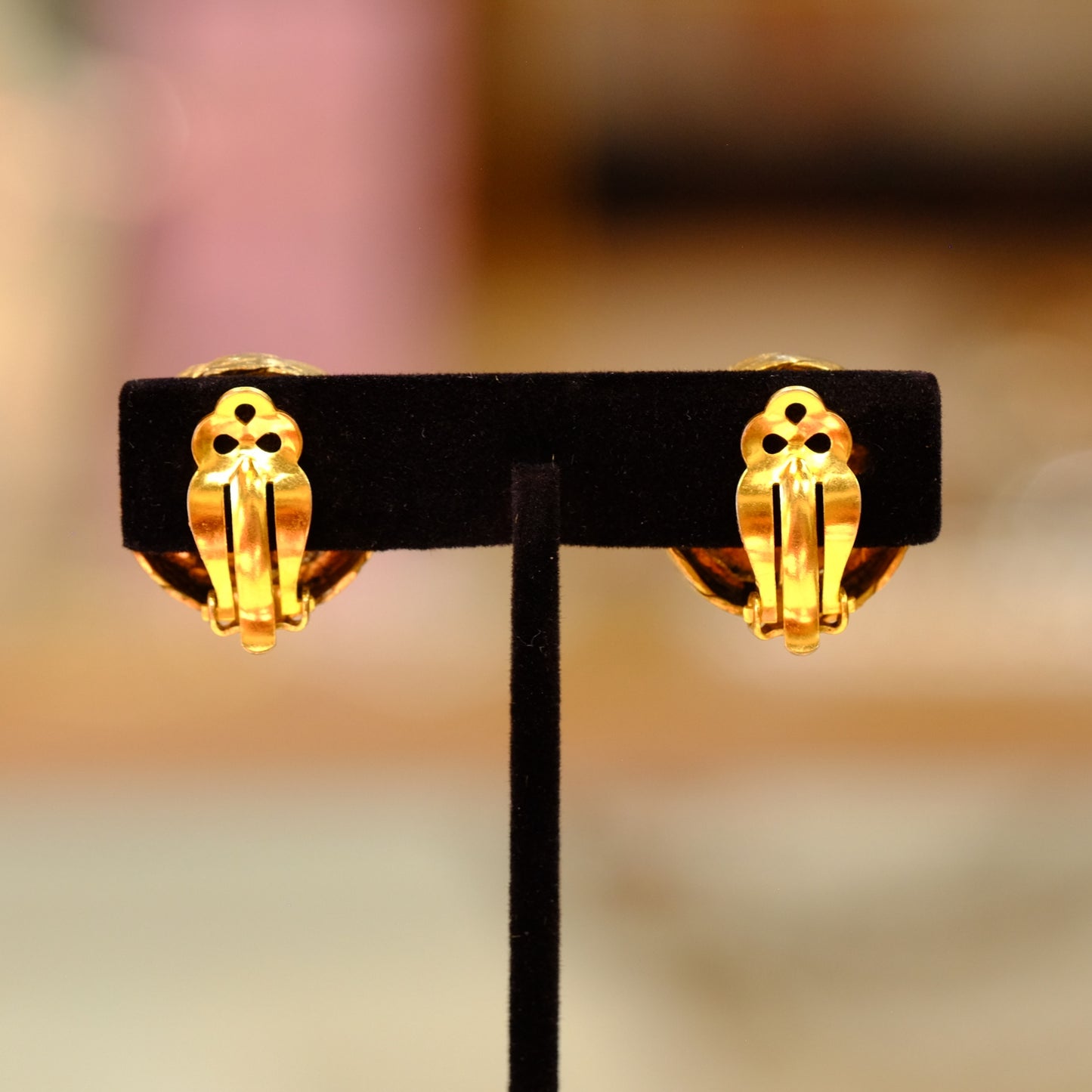 Goldtone Amber Earrings Roger Scemama