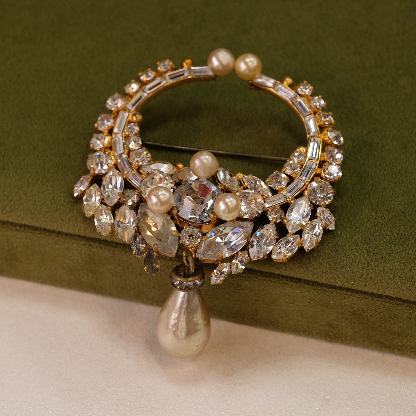 Collectible Max Muller Faux Pearl Brooch 1950s
