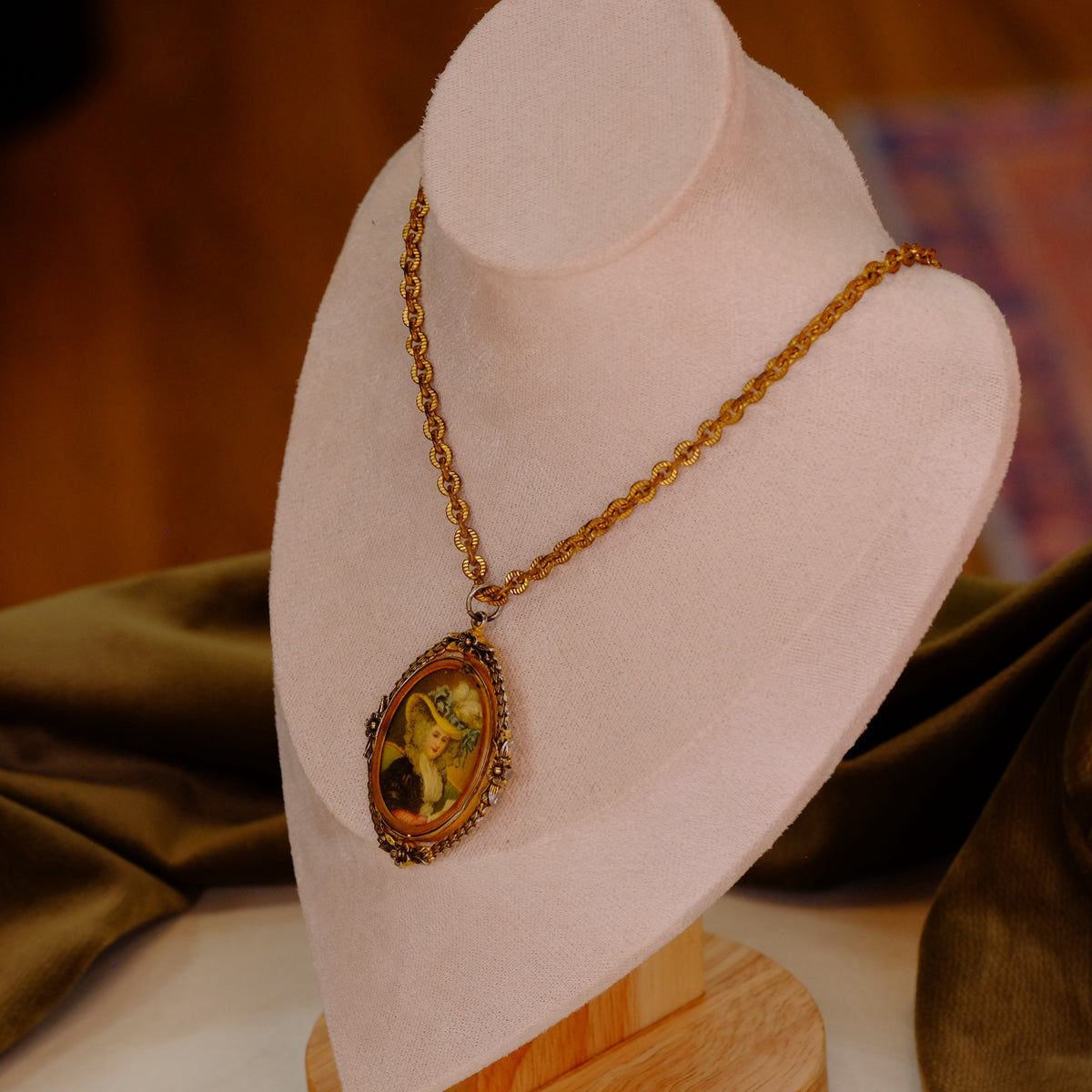 Antique Double Sided Portrait Necklace