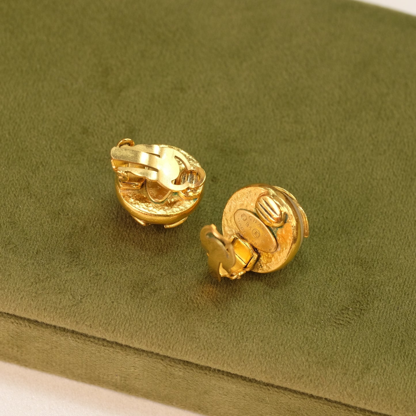 Vintage Chanel Logo Clip on Earrings 1990s