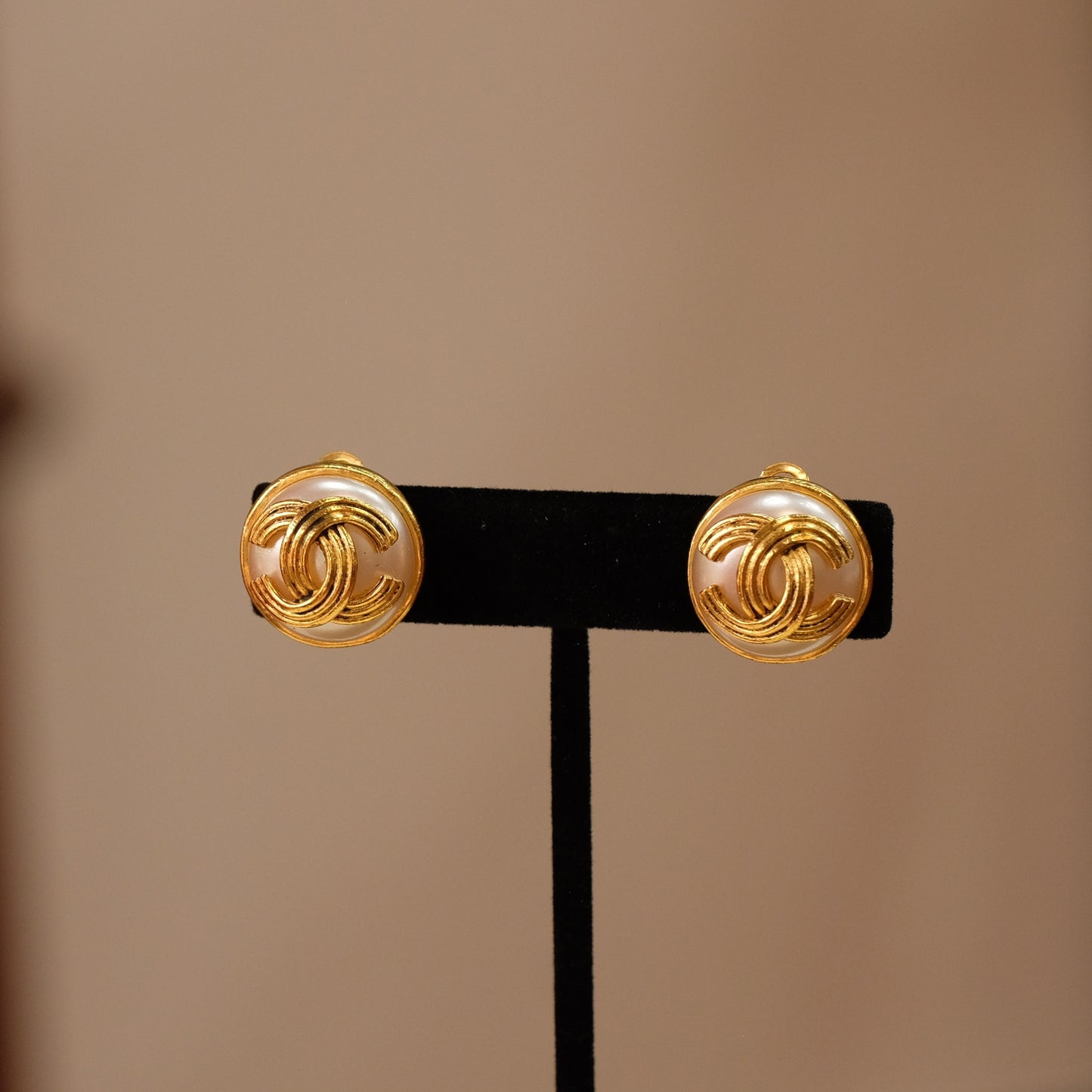 Vintage Chanel Logo Clip on Earrings 1990s