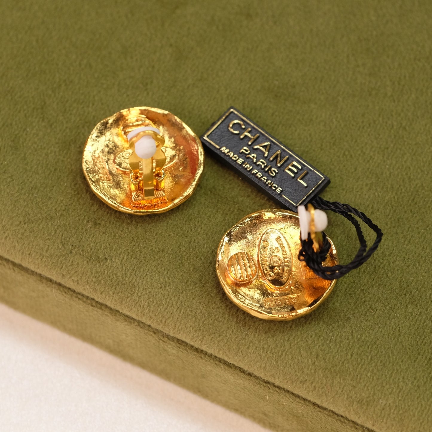 Vintage Chanel Lion Button Clip on Earrings 1990s