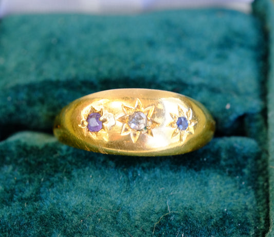 18K Diamond and Topaz Gypsy Ring