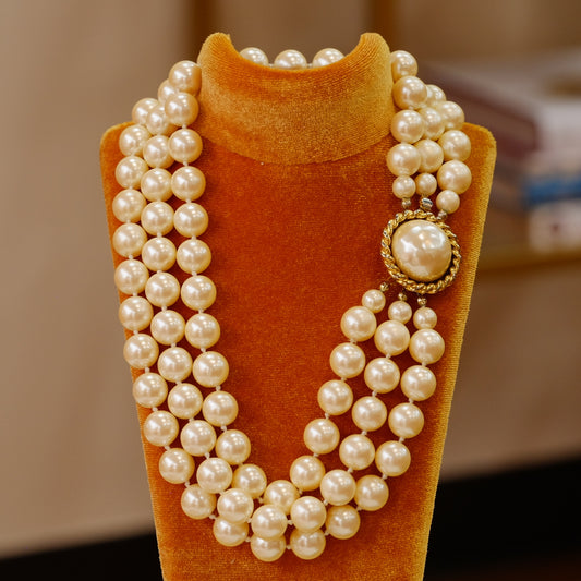 Vintage Carolee Three Row Necklace 1980s