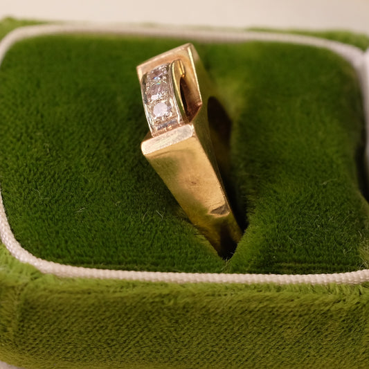 14k Gold Geometry Diamond Ring 1970s