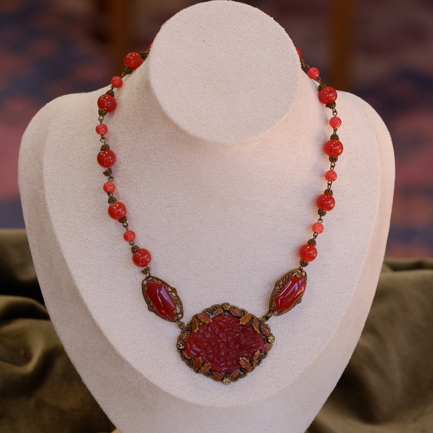 Czech Faux Carnelian Necklace