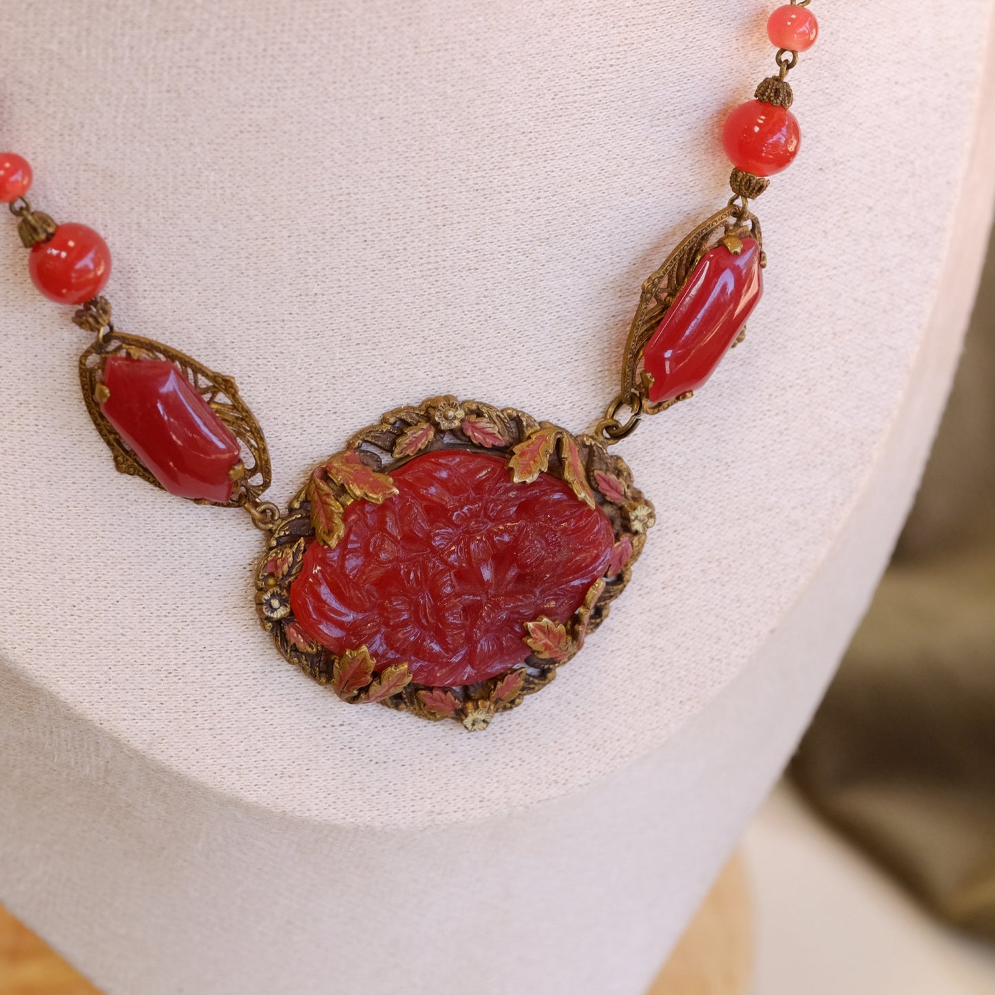 Czech Faux Carnelian Necklace
