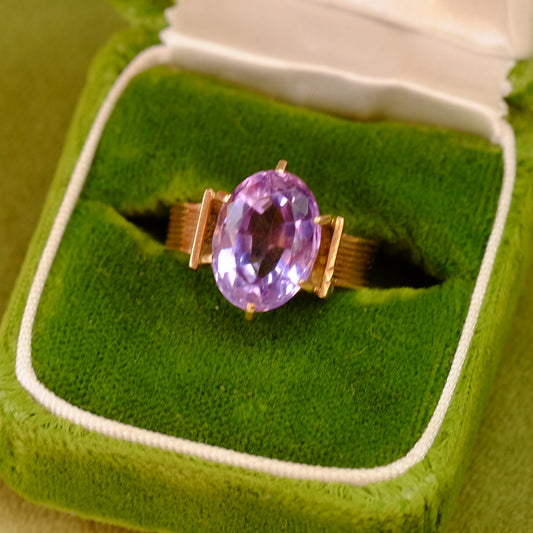14k Gold Rose Gold Amethyst Ring