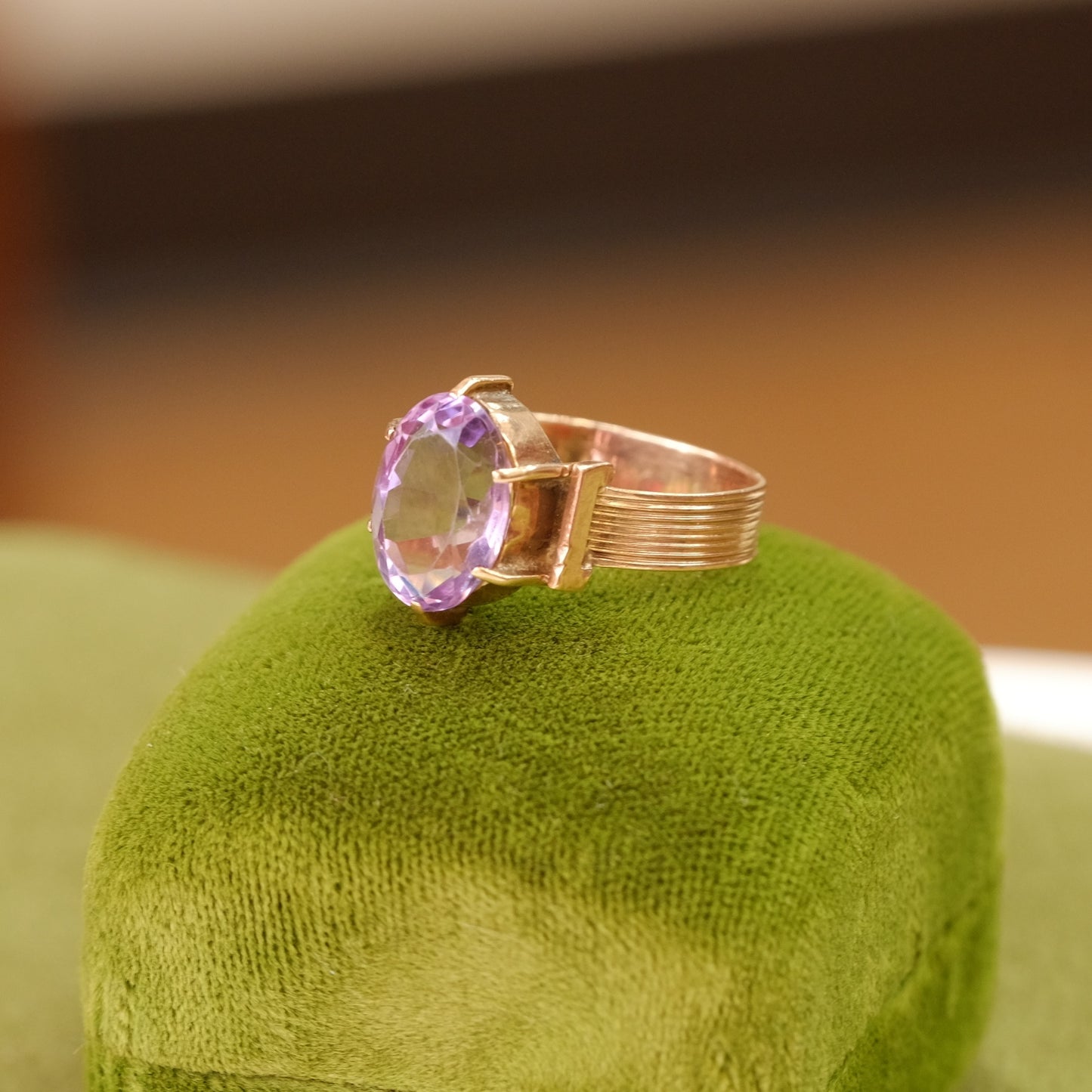 14k Gold Rose Gold Amethyst Ring
