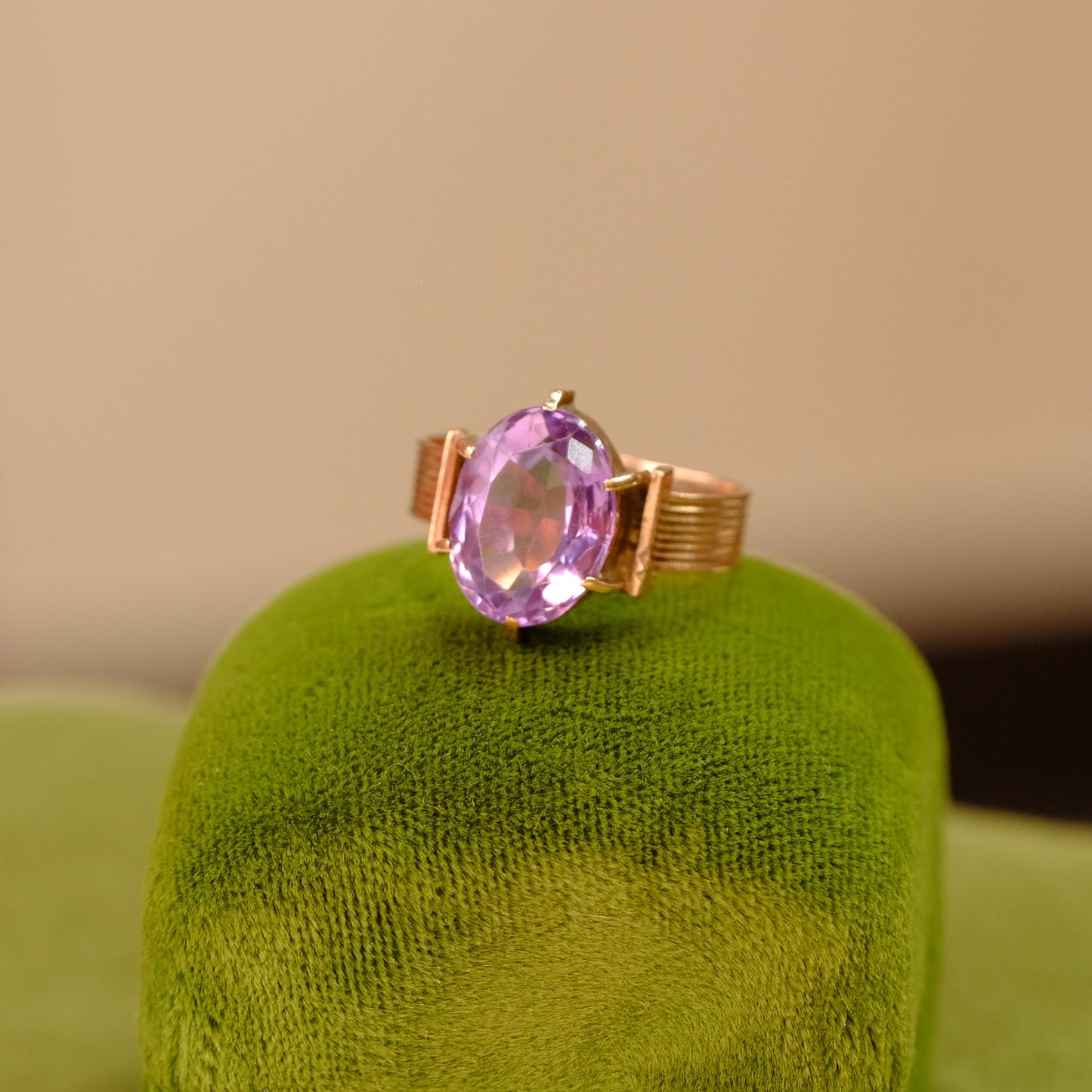 14k Gold Rose Gold Amethyst Ring