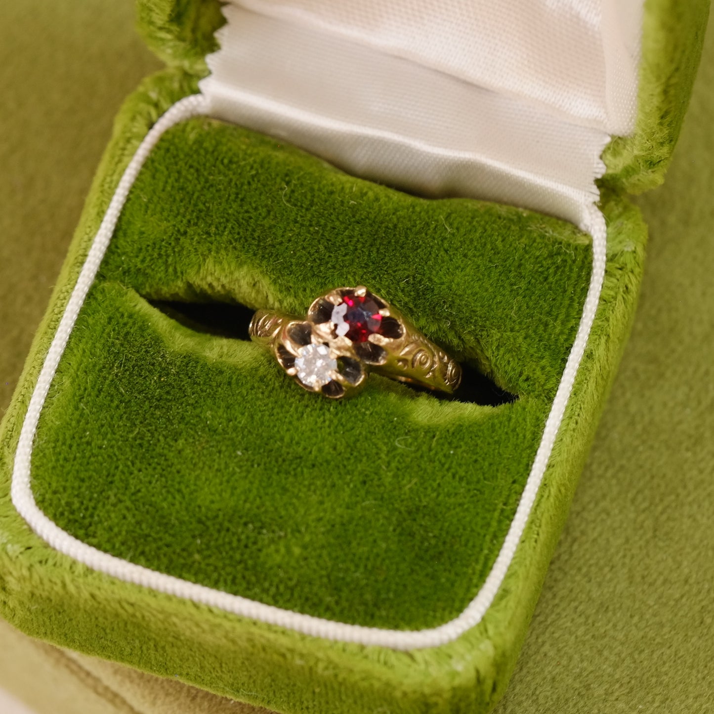 14k Gold Victorian Ruby Diamond Ring