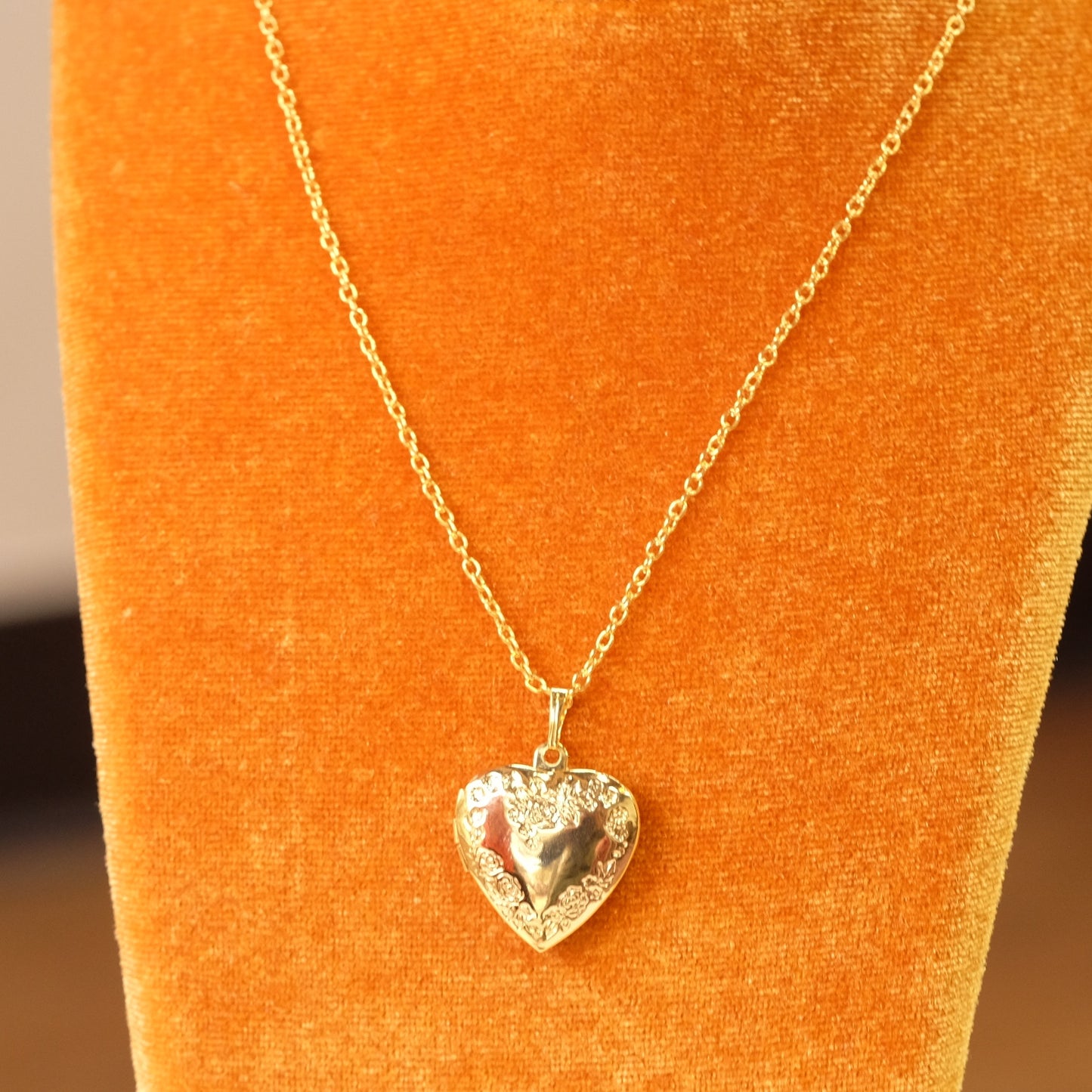 Vintage Gold Plated Heart Locket on Chain