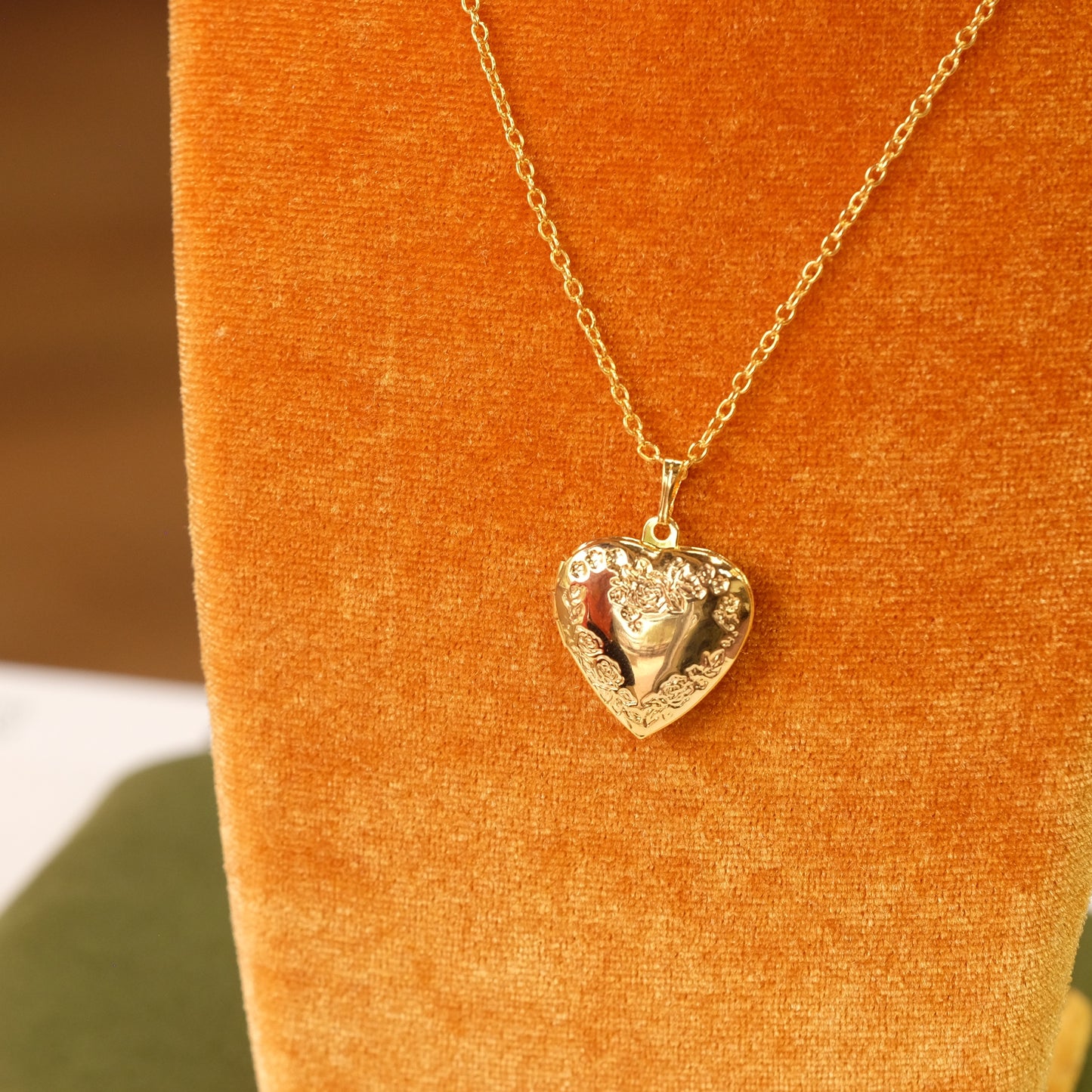 Vintage Gold Plated Heart Locket on Chain