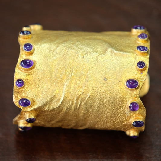 Designer Cuff Bracelet with Purple Cabochons