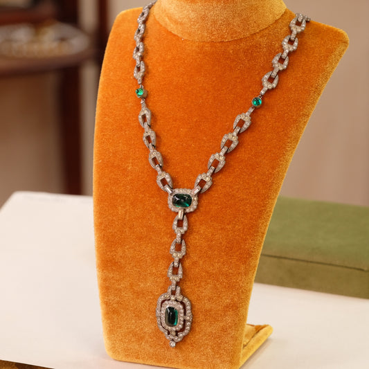 Art Deco Paste Emerald Necklace