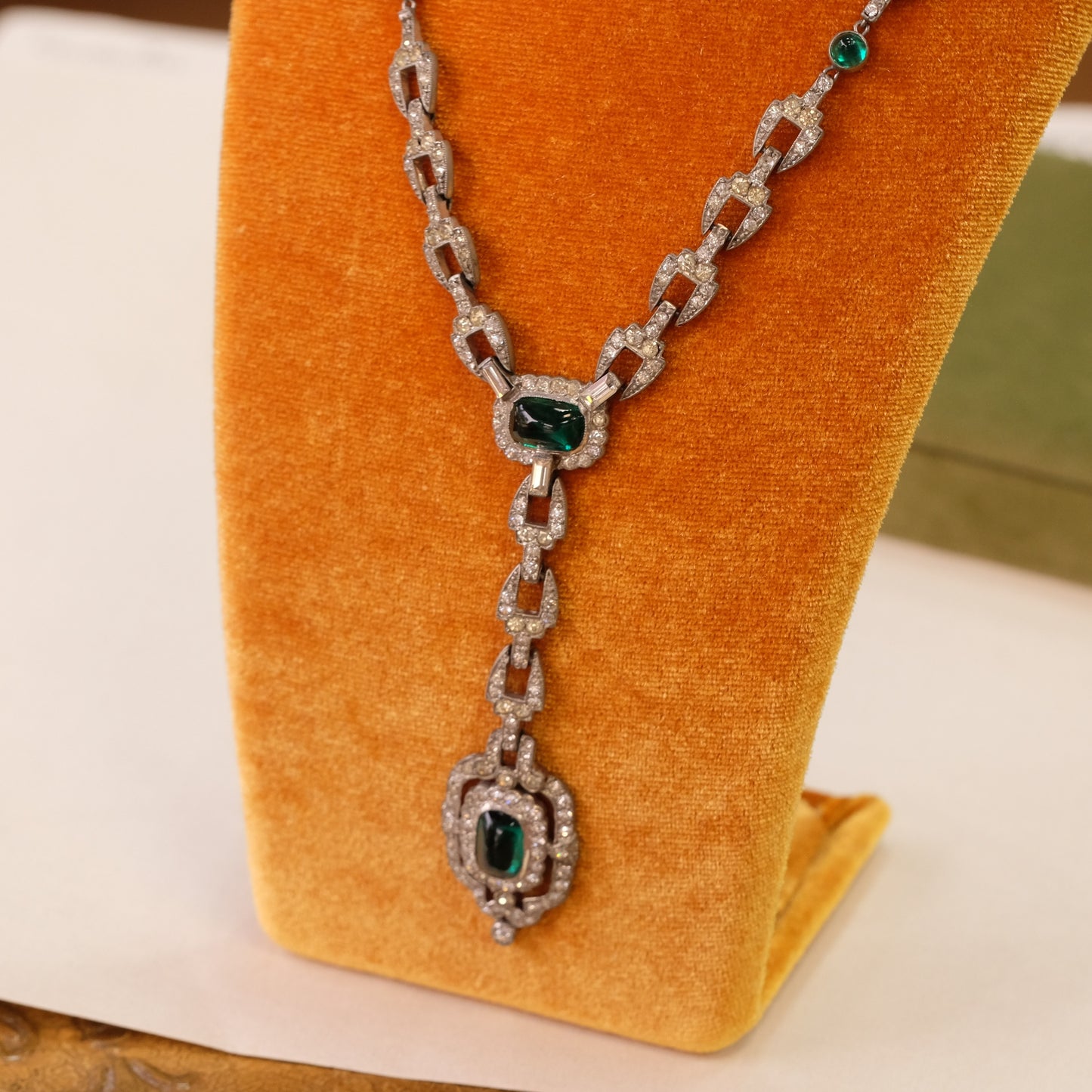 Art Deco Paste Emerald Necklace