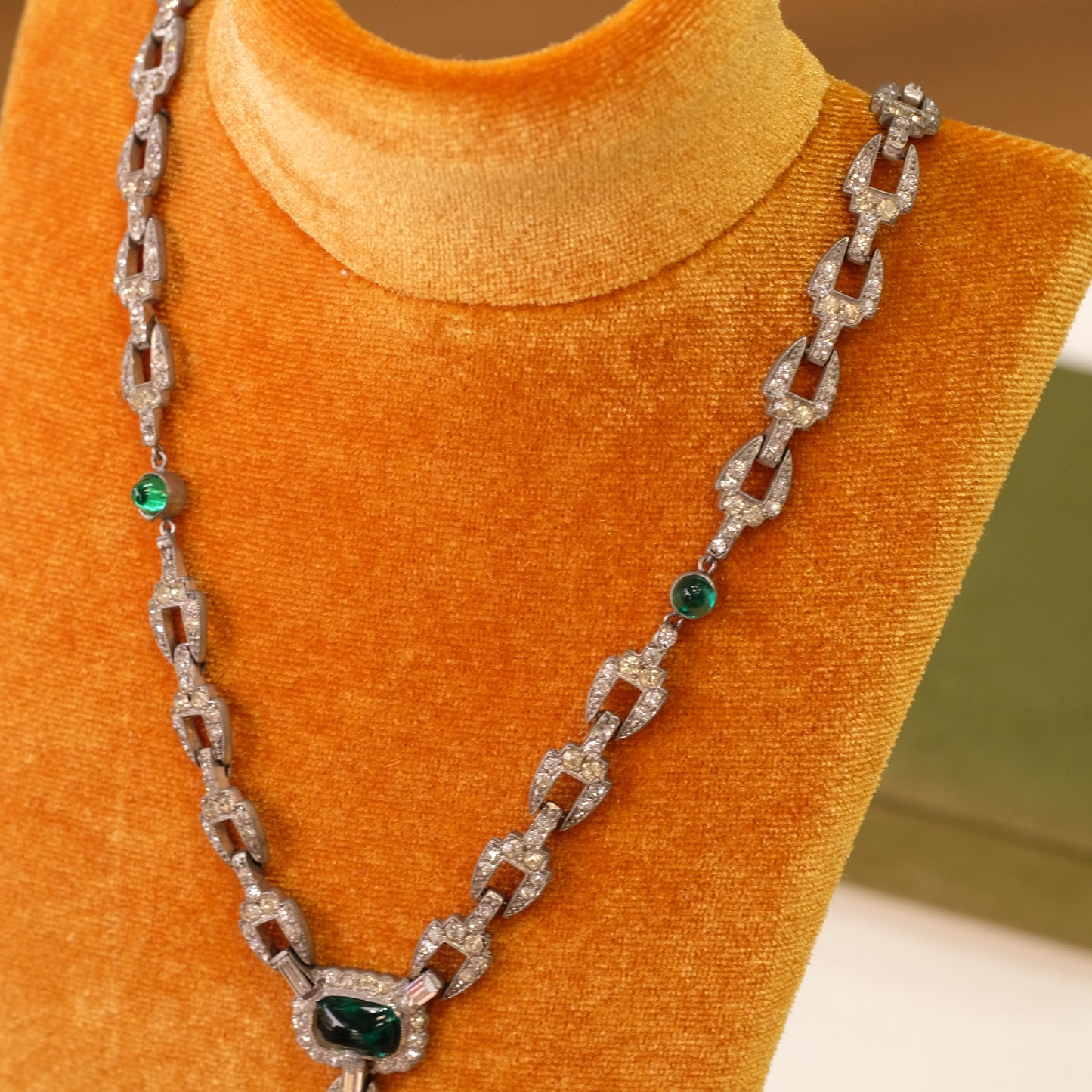 Art Deco Paste Emerald Necklace