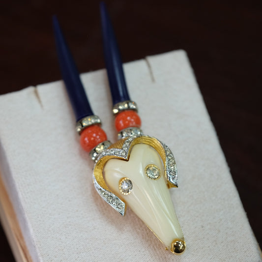 Vintage Hattie Carnegie Ram Pin 1960s