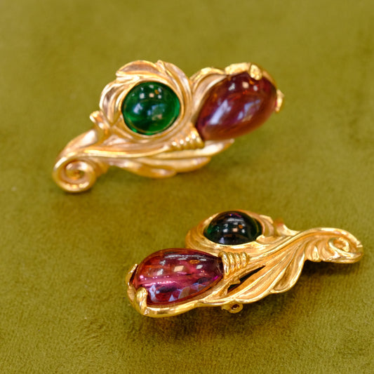 Napier Abstract Green & Purple Earrings