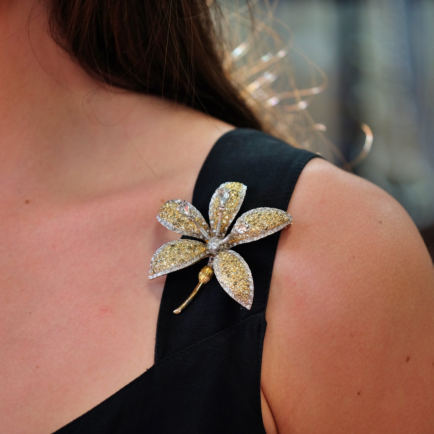Vintage Nettie Rosenstein Flower Brooch 1950s
