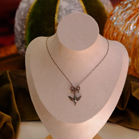 Antique Dove Paste Silver Necklace