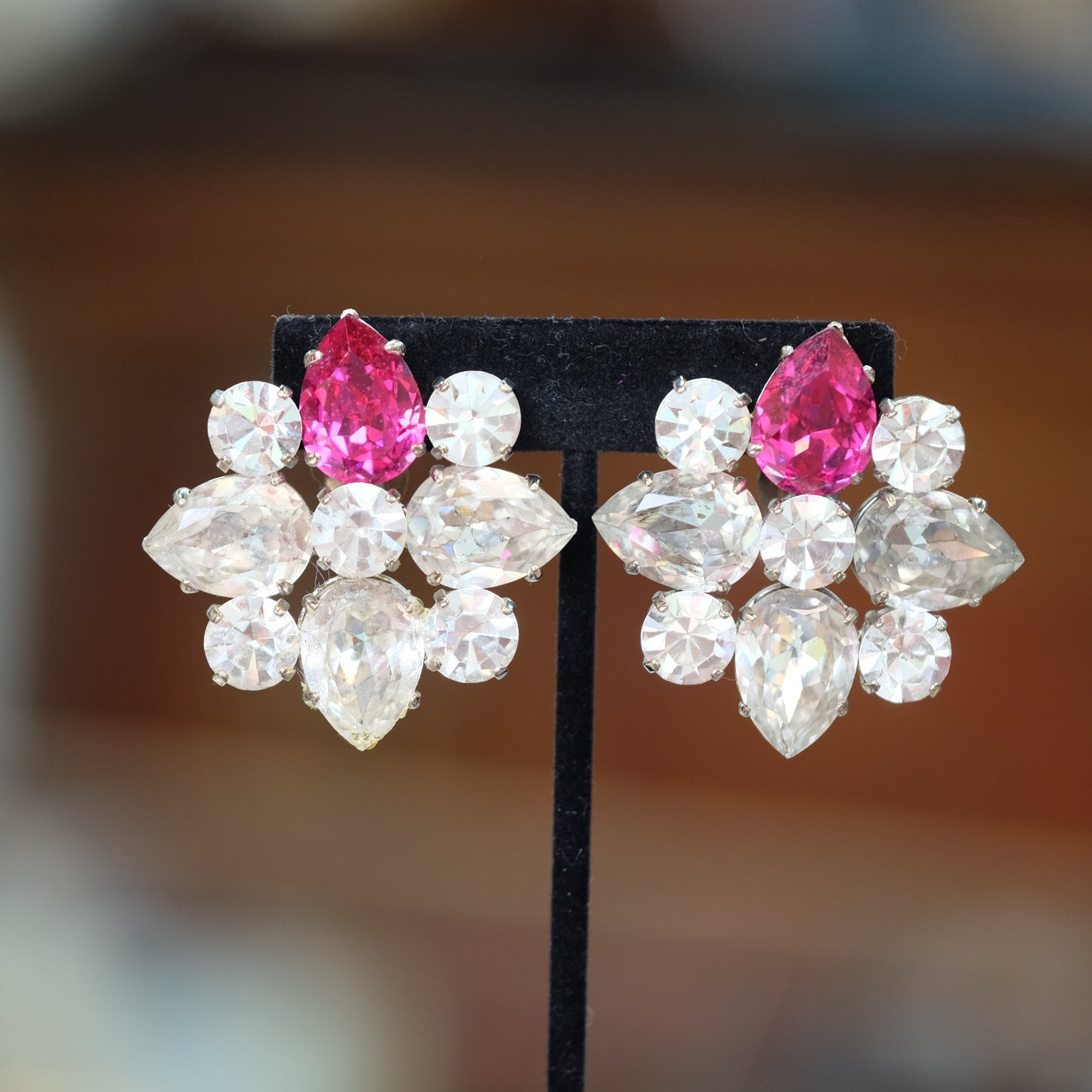 Vintage French Large Statement Clip on Earrings 1970s