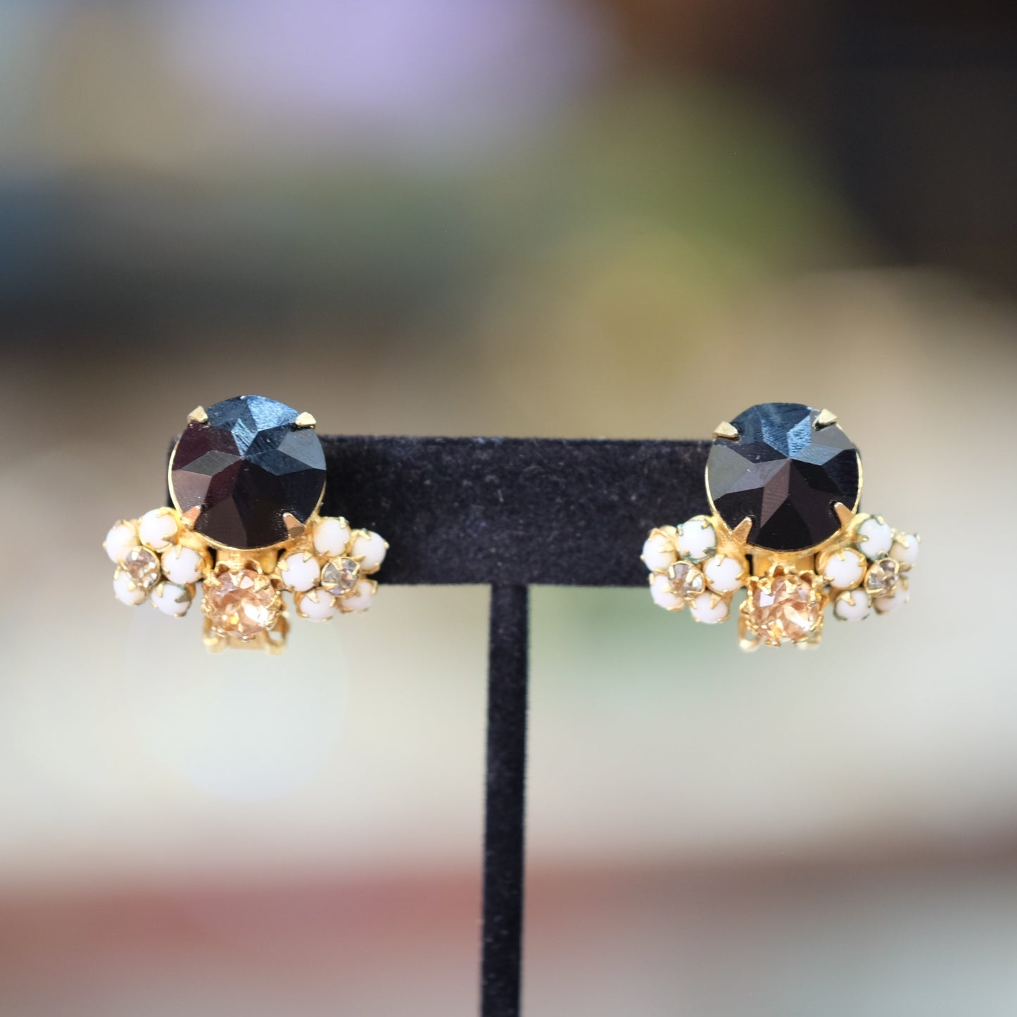 Vintage Schreiner Black and Faux Topaz Set 1960s