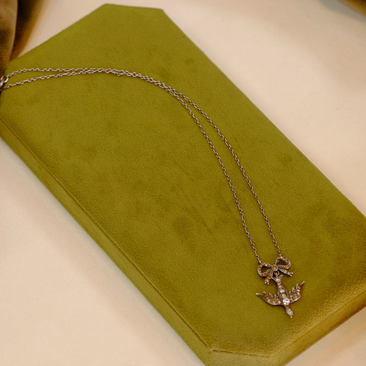 Antique Dove Paste Silver Necklace