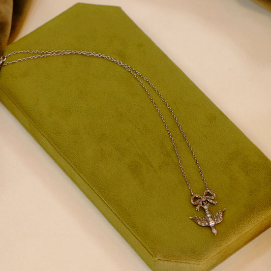 Antique Dove Paste Silver Necklace