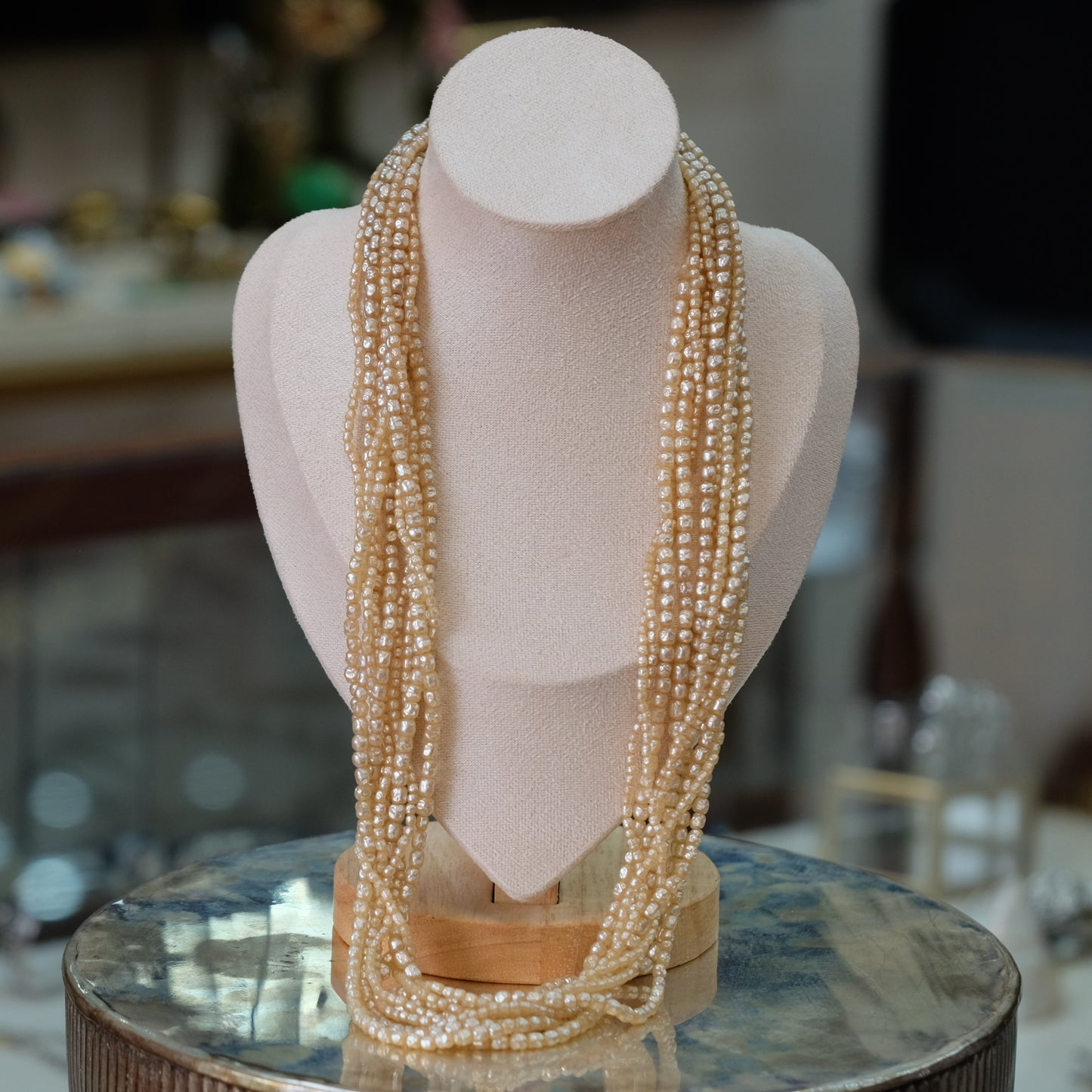 Rare Miriam Haskell 10 Strand Freshwater Pearl necklace